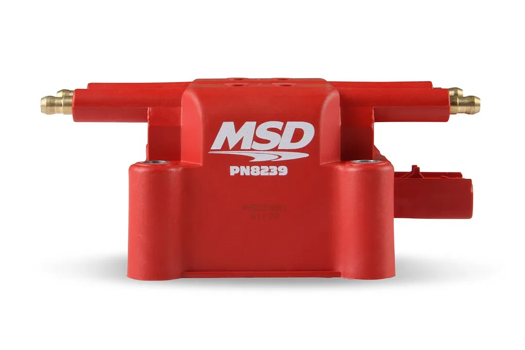 8239 – MSD CO. Ignition Coil, 4 Tower 36000 Volts 0.051 Ohms Primary Resistance/12K Ohms Secondary Resistance/77:1 Tu...